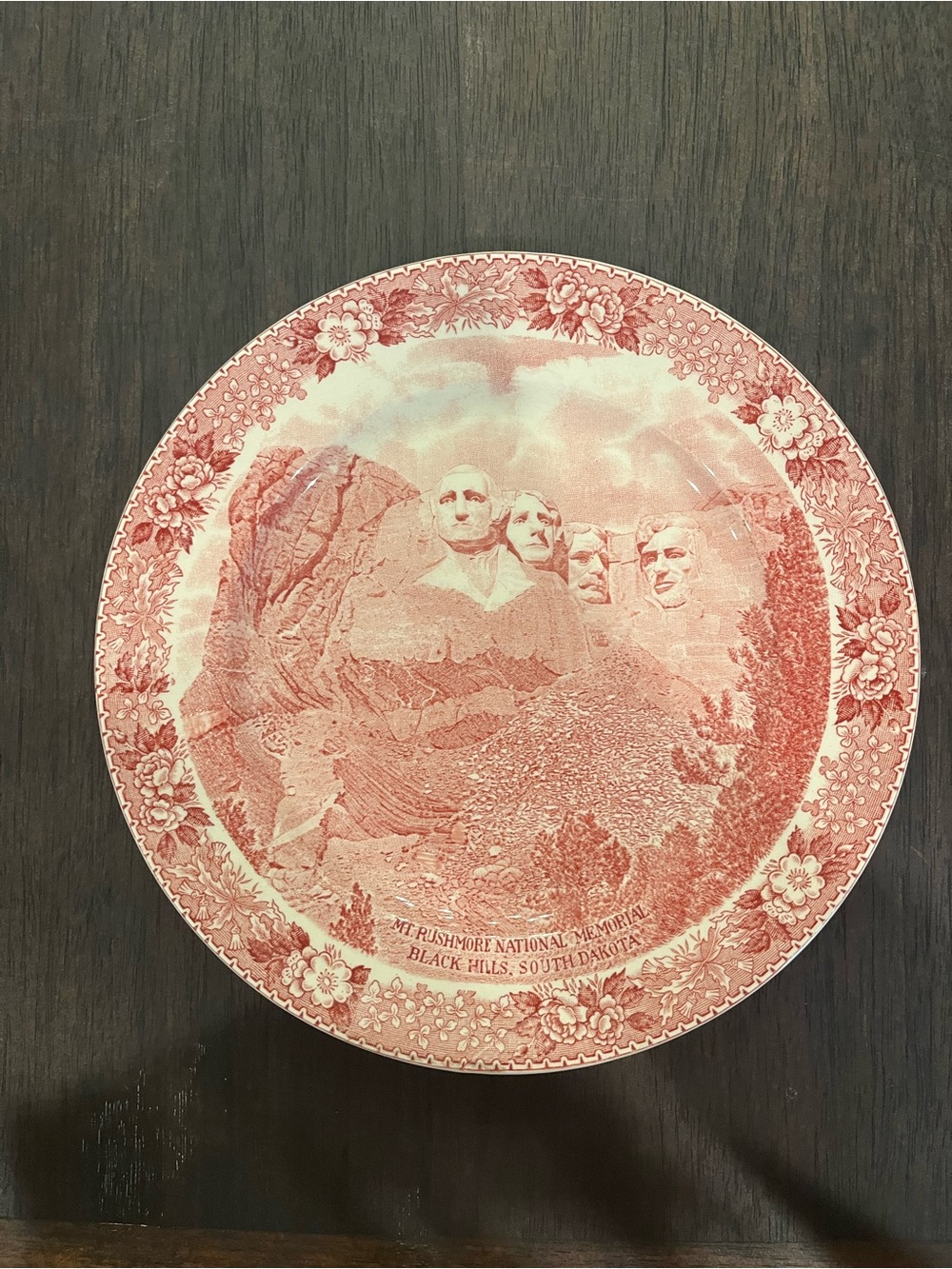 Red Mount Rushmore Decorative Ceramic Plate -Old English Staffordshire Ware